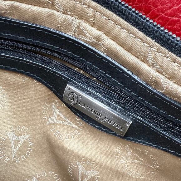 Vintage La Tour Eiffel Paris Red Leather Shoulder Bag - Picture 5 of 12